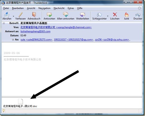 Spam aus China mit Word Datei