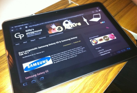 Samsung Galaxy Tab 10.1 Browser