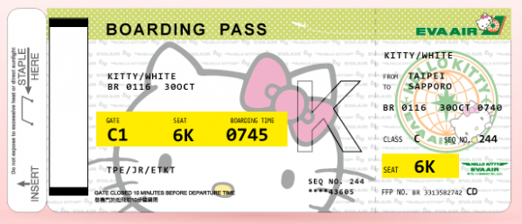 Hello Kitty Boarding Pass