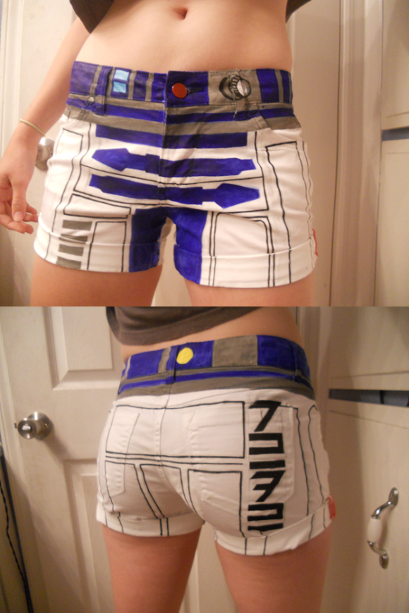 handbemalte R2-D2-Shorts