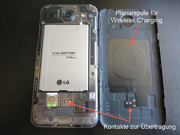 LG Optimus G Pro Wireless Charging Rückseite Planarspule